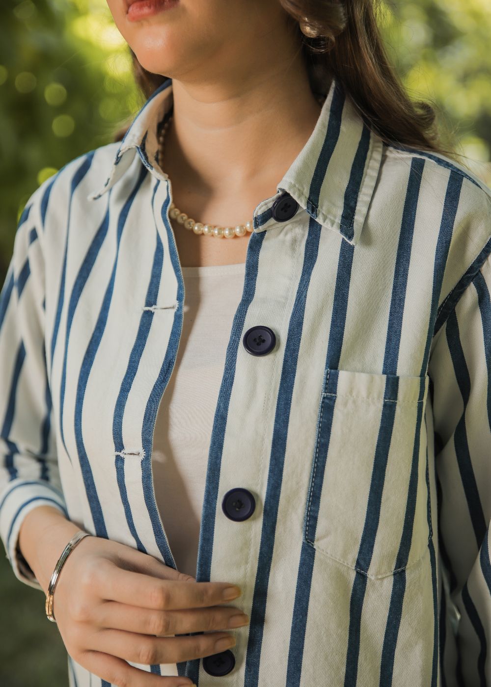 Women's Blue Stripes Over Shirt