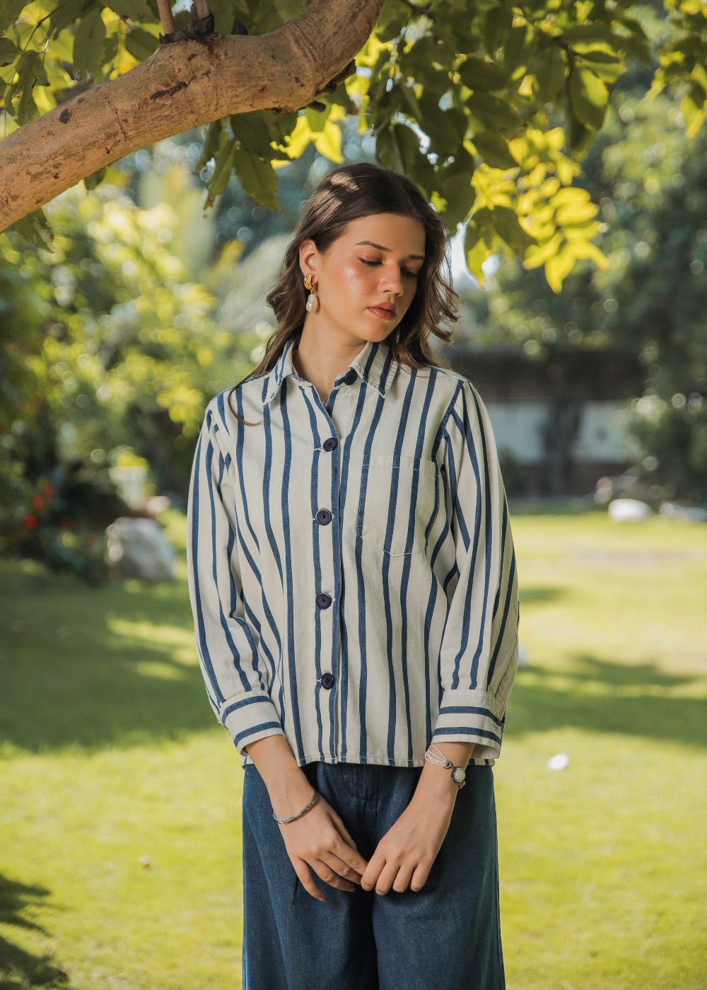 Women's Blue Stripes Over Shirt