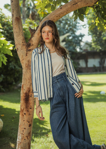 Women's Blue Stripes Over Shirt