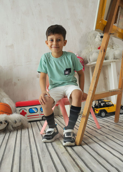 Boys' mint green crew neck T-shirt with short sleeves