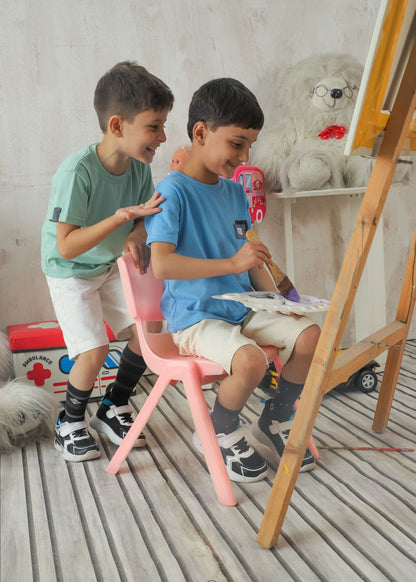 Boys' regular fit light blue crew neck T-shirt with short sleeves