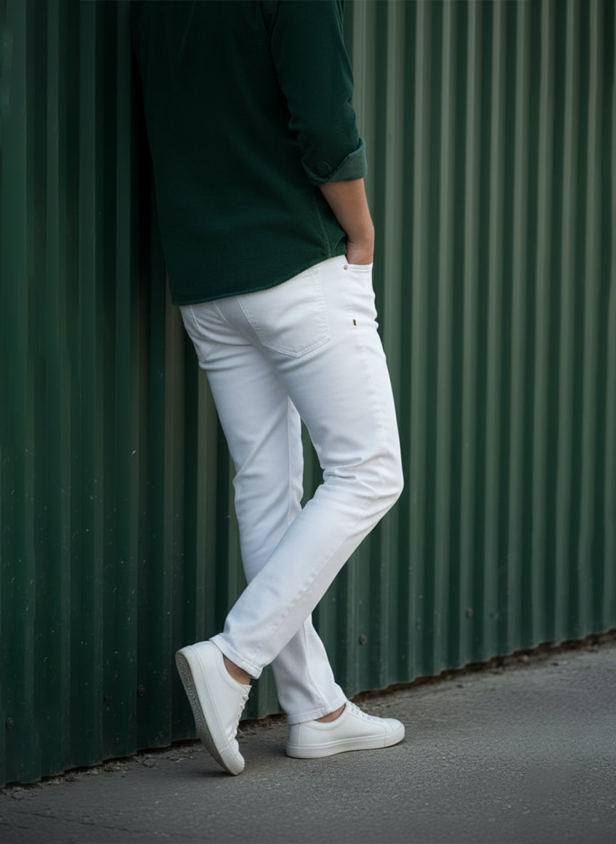 White Straight Fit Jeans
