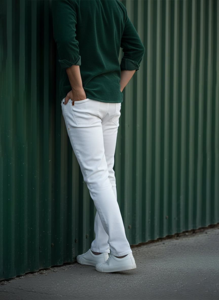 White Straight Fit Jeans