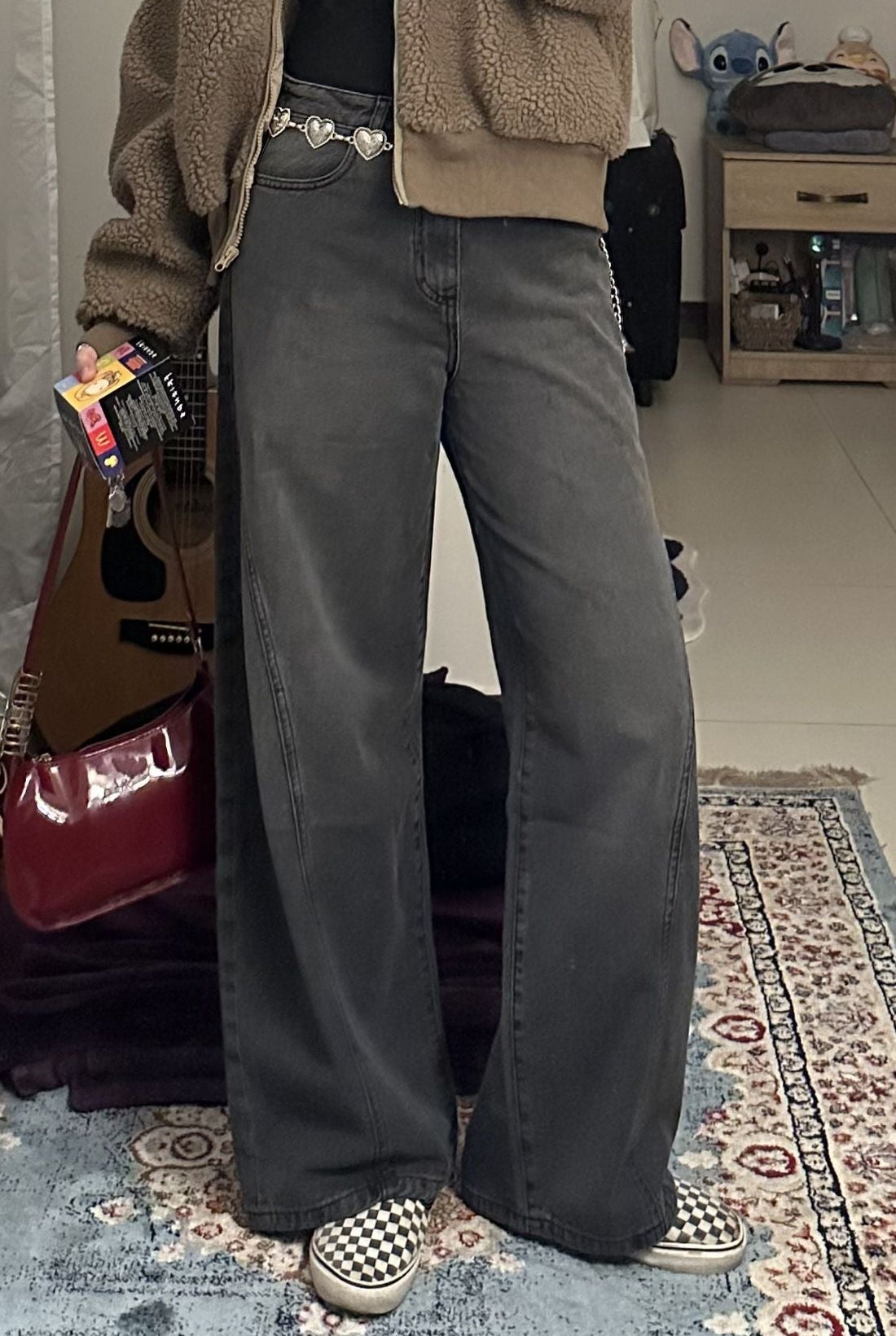 Women's Charcoal Skater Jeans with Seam