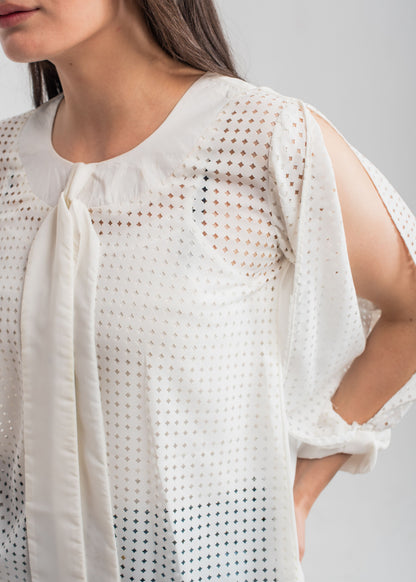Women's White Laser Cut Top
