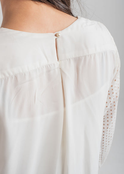 Women's White Laser Cut Top