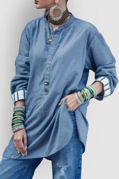 Denim Fusion Kurta –For Her