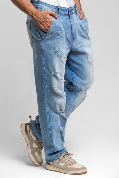 Ripped & Repair Blue Jeans –For Him