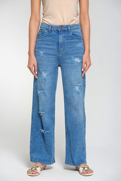 Ripped & Repair Blue Jeans –For Her