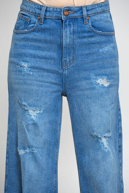 Ripped & Repair Blue Jeans –For Her