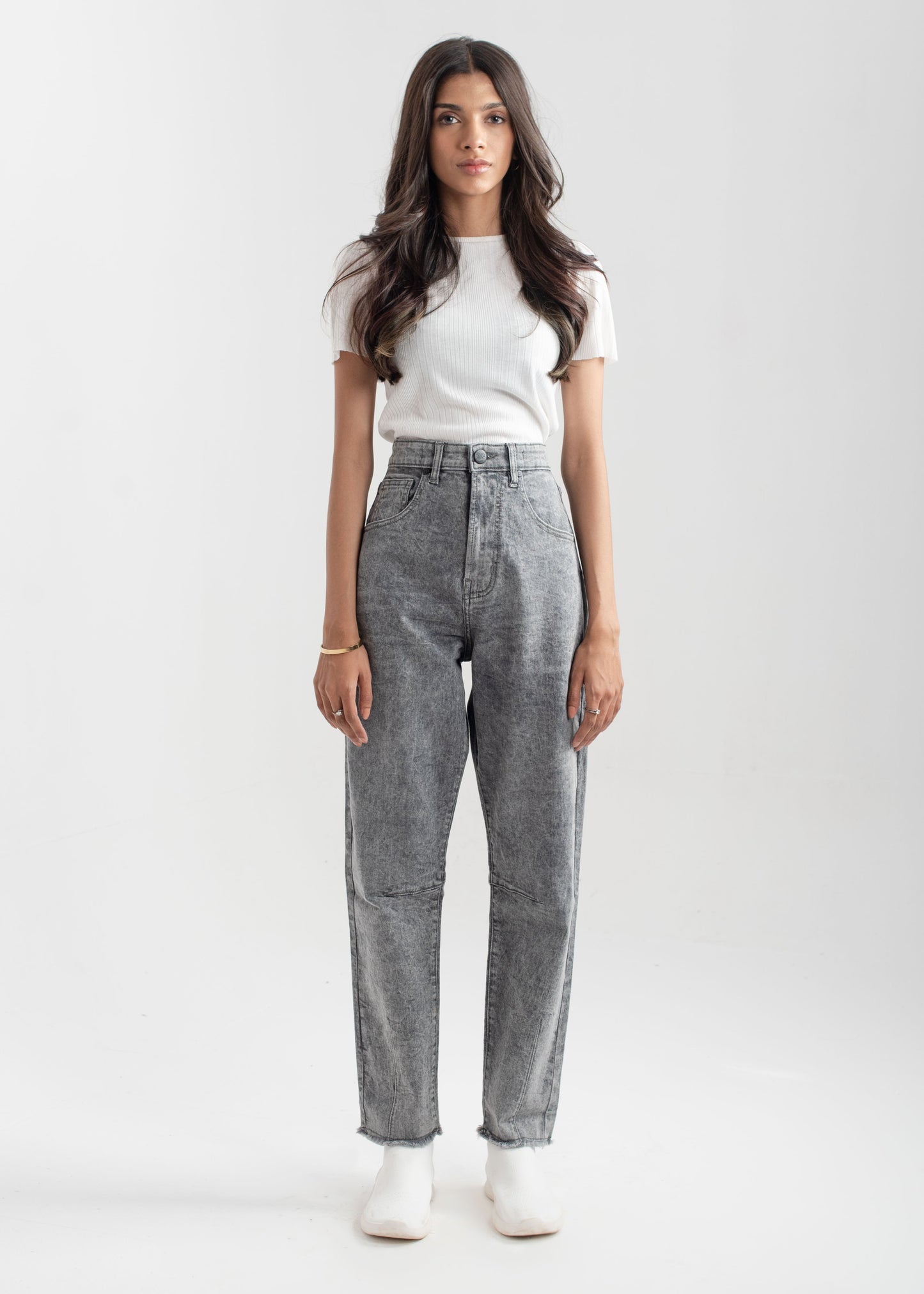 Grey Balloon Cropped Jeans