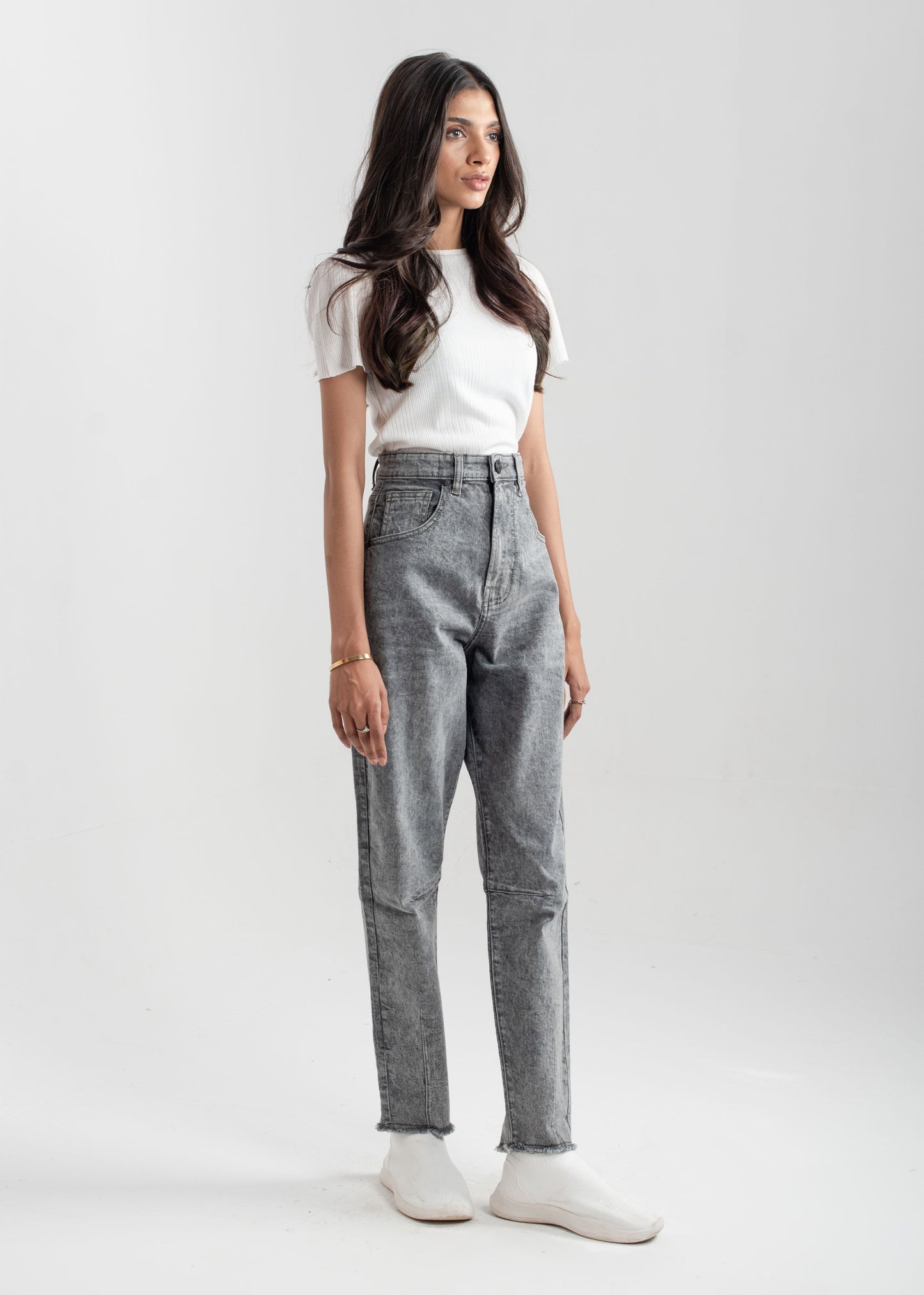 Grey Balloon Cropped Jeans