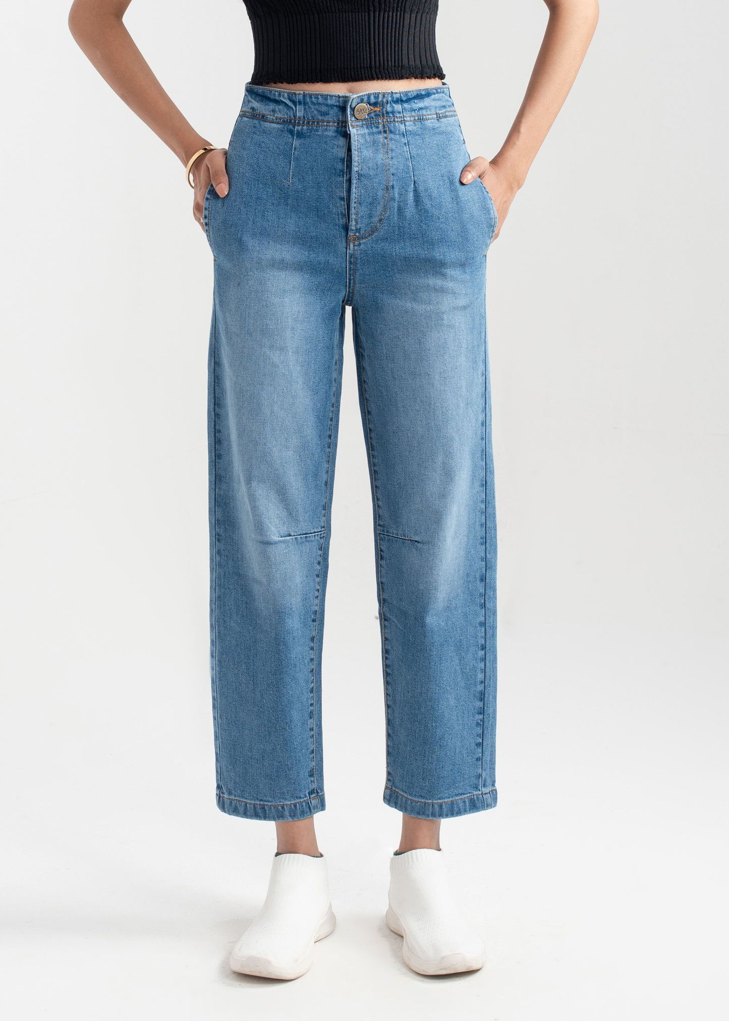 Light Blue Pleat Jeans