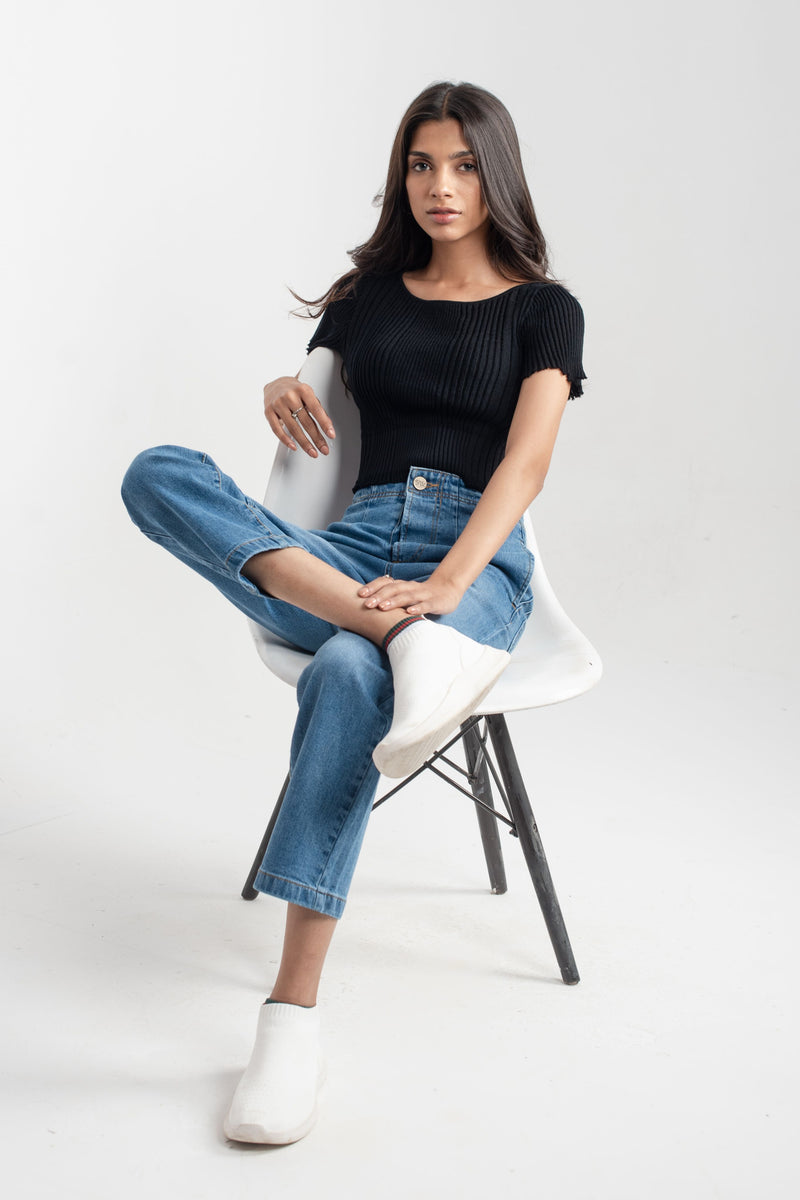 Light Blue Pleat Jeans
