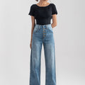 Mid Blue Wide Leg button jeans