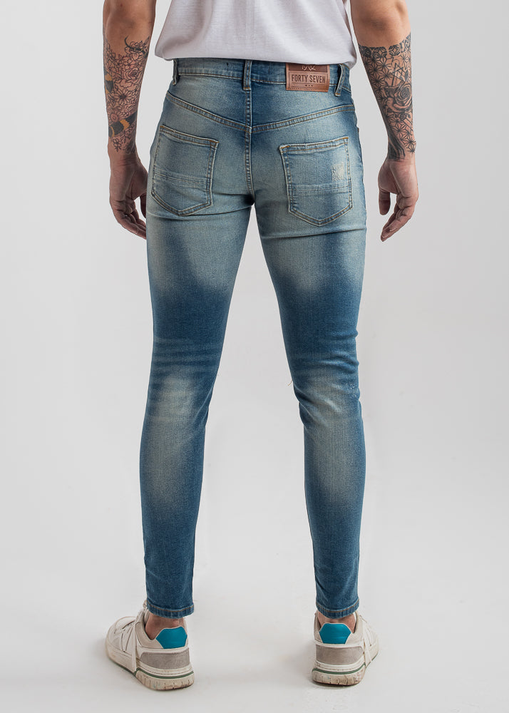 Stretchable Skinny Ripped Jeans (Vintage Blue)