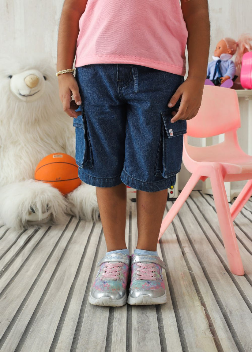 Girls Dark Blue Cargo Shorts