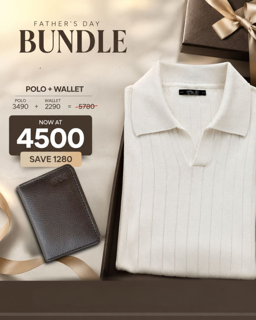 White polo shirt and black wallet in Father's Day Bundle 