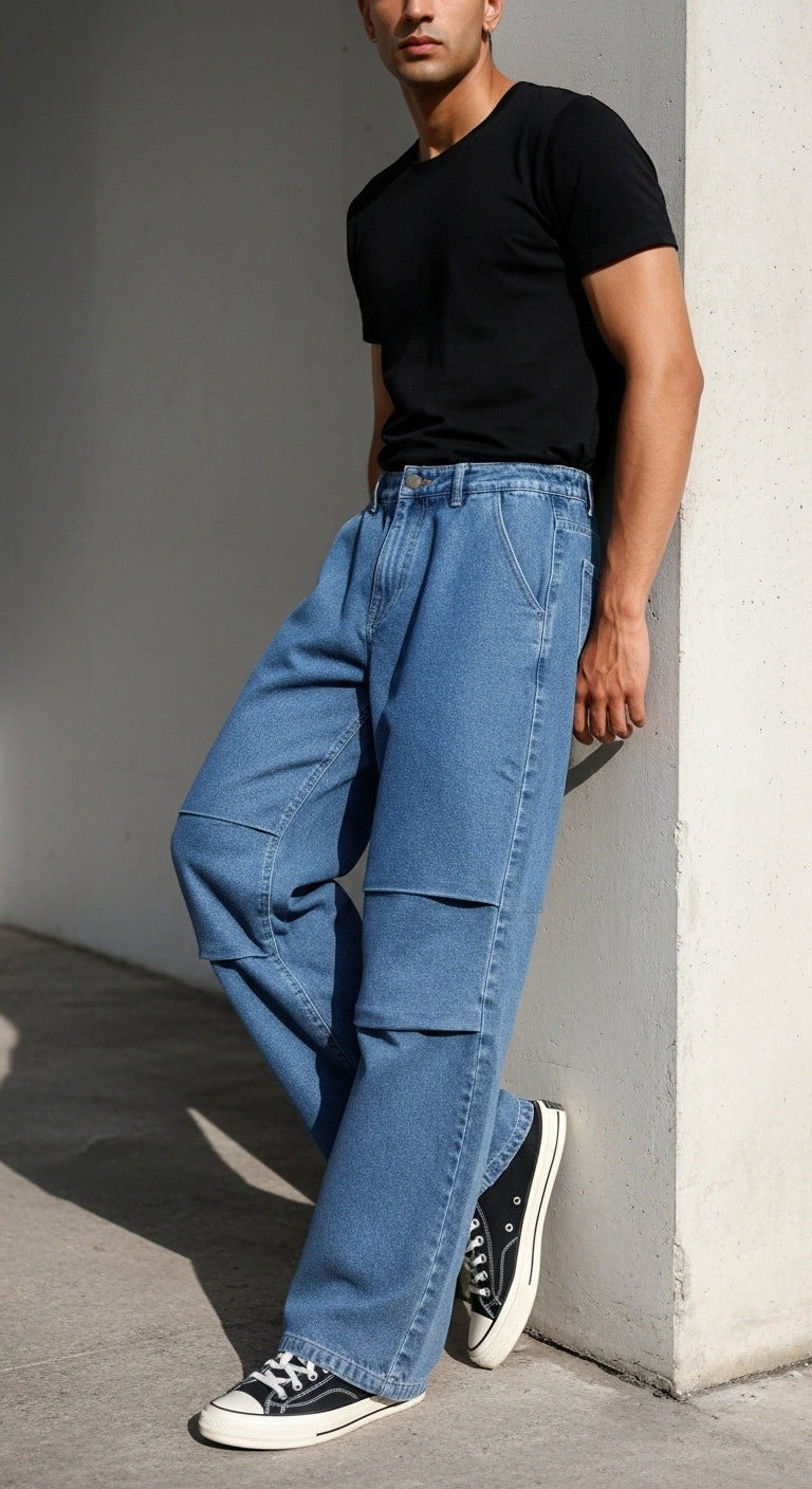 Inaara Rustic Blue Pleat Jeans-Men