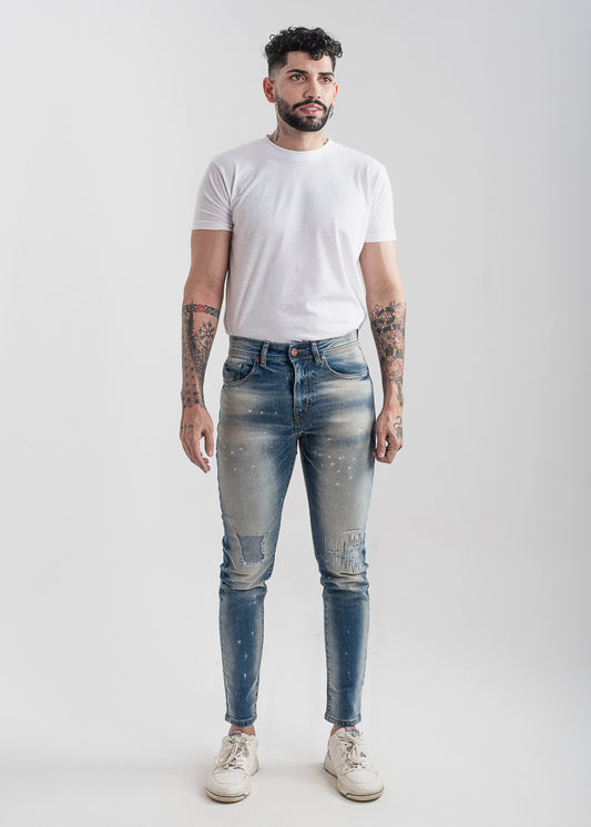 Men's ripped skinny jeans in light blue