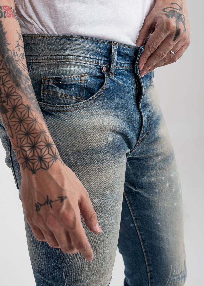 Men's ripped skinny jeans in light blue