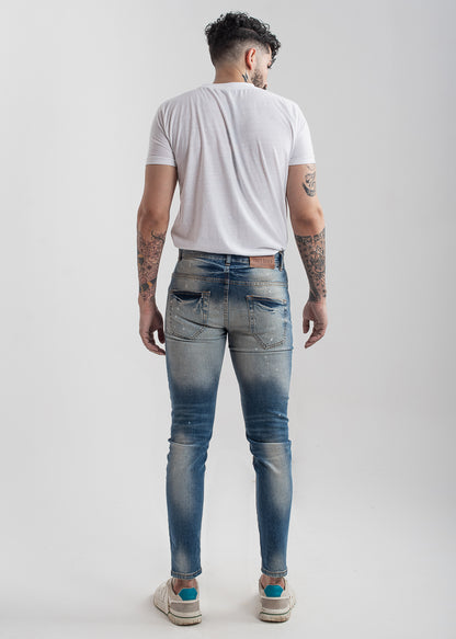 Men's ripped skinny jeans in light blue