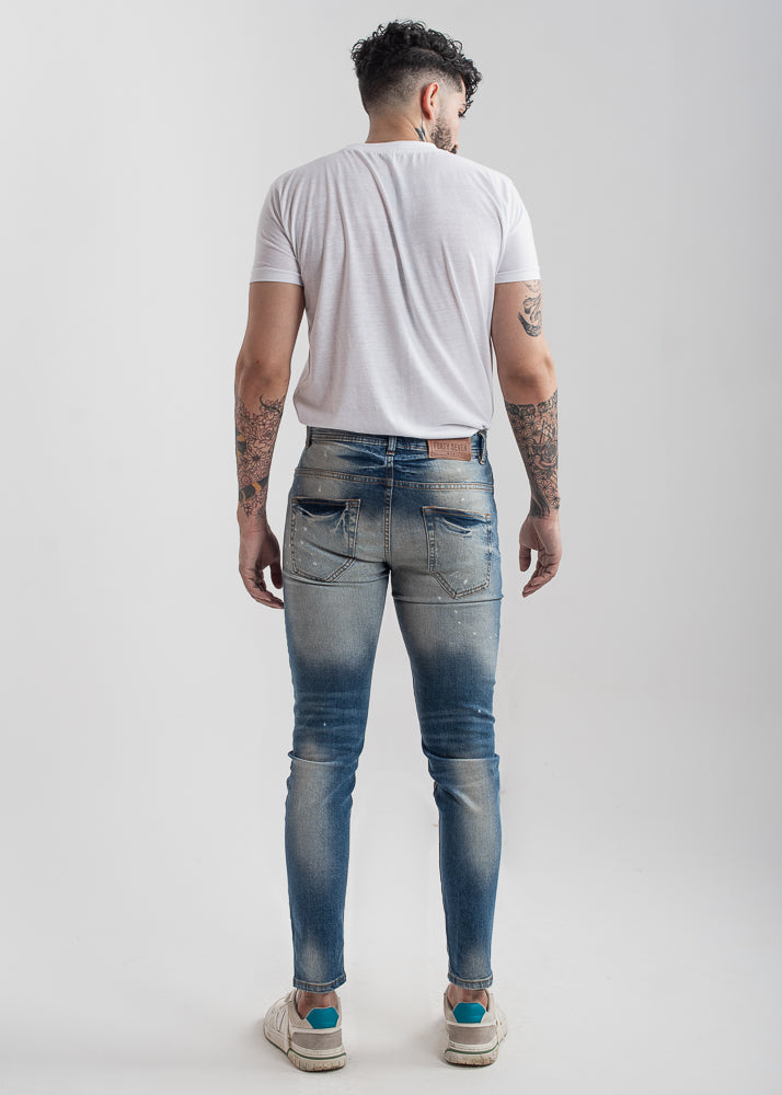 Men's ripped skinny jeans in light blue
