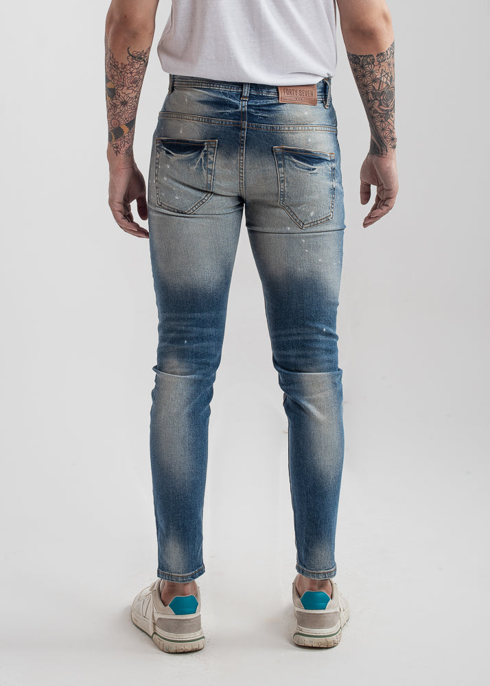 Men's ripped skinny jeans in light blue