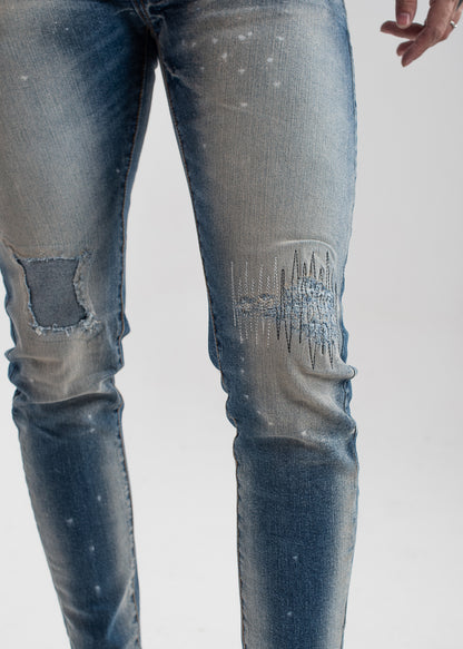 Men's ripped skinny jeans in light blue