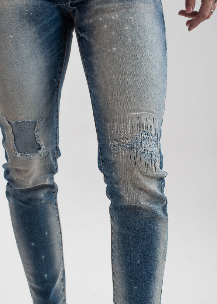 Men's ripped skinny jeans in light blue