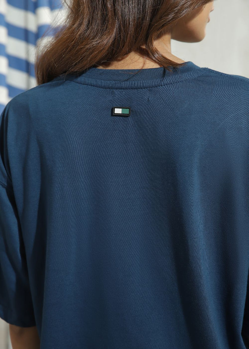 Women's Graphic Drop Shoulder Tshirt in Blue