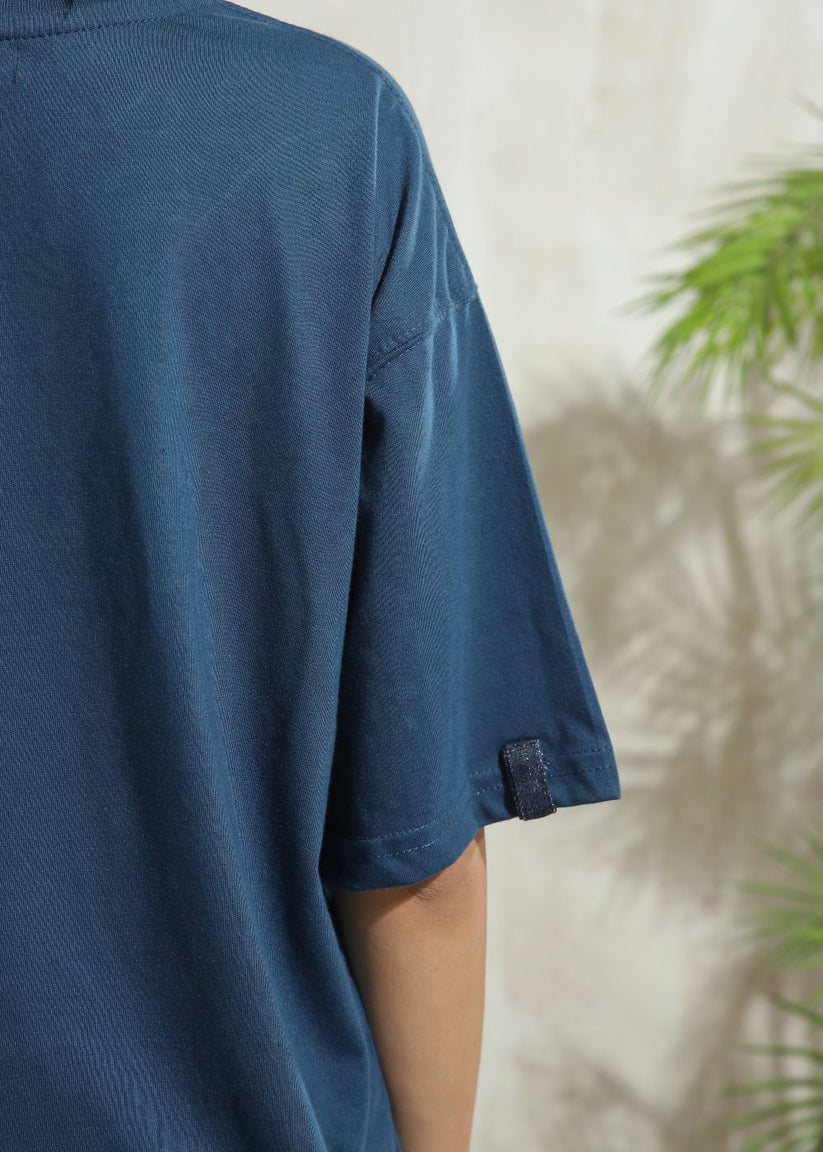 Women's Graphic Drop Shoulder Tshirt in Blue