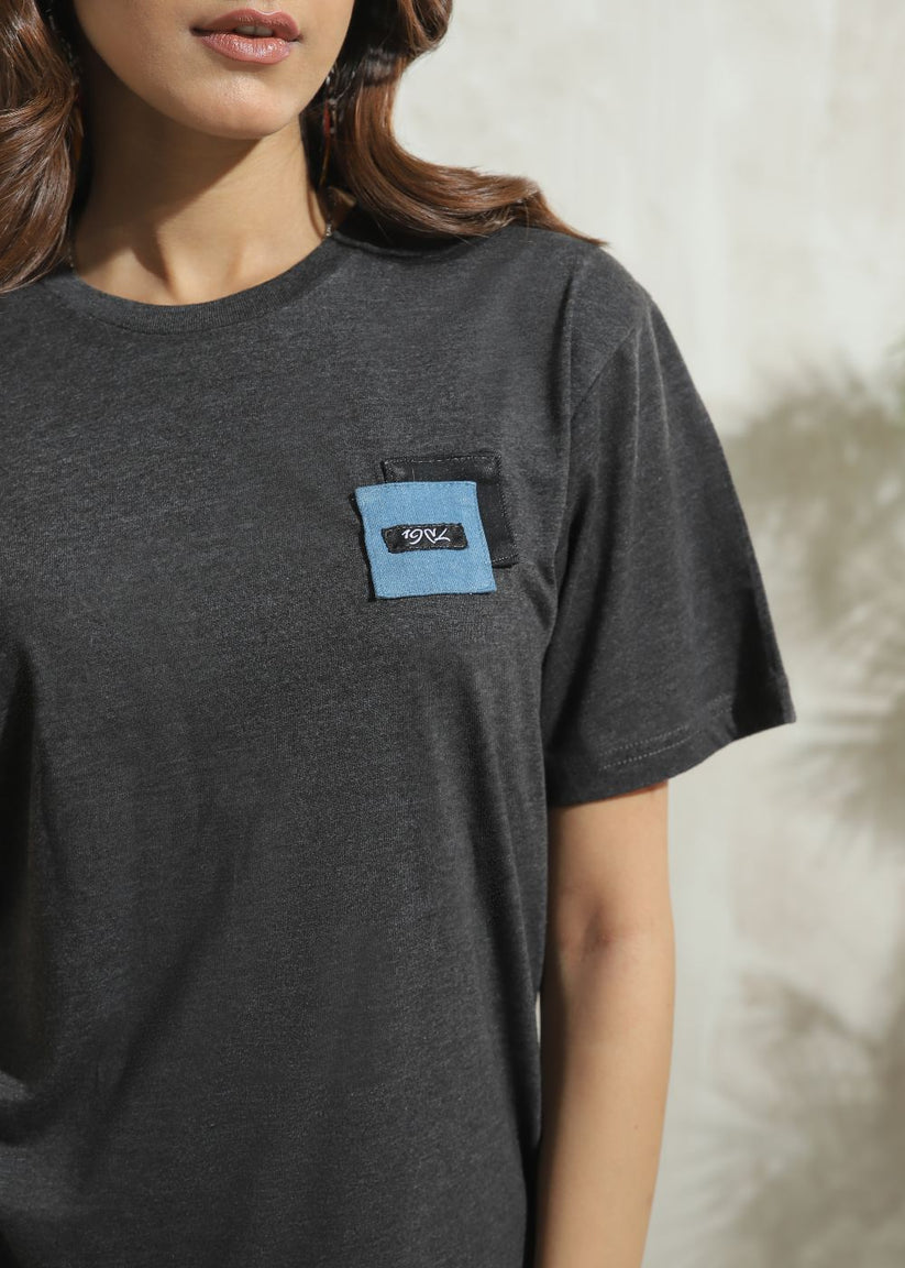 Graphic Charcoal Relaxed T-shirt for Women
