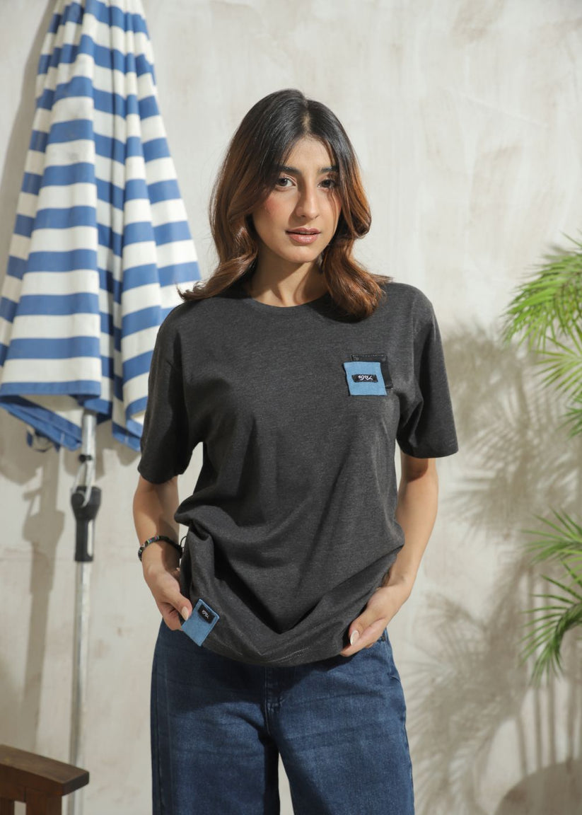 Graphic Charcoal Relaxed T-shirt for Women