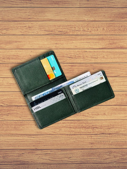 Green Compact Leather Wallet with Spacious yet Compact Design by 1947 Clothing