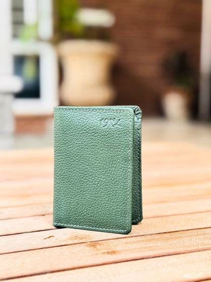 Green Compact Leather Wallet with Spacious yet Compact Design by 1947 Clothing
