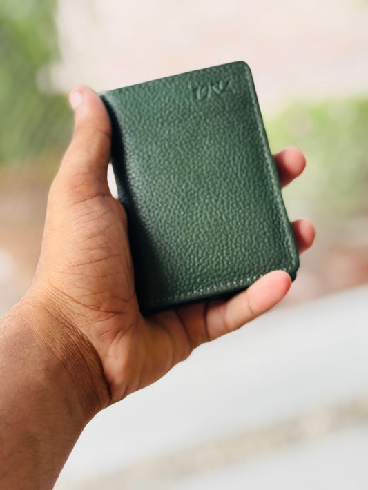 Green Compact Leather Wallet with Spacious yet Compact Design by 1947 Clothing