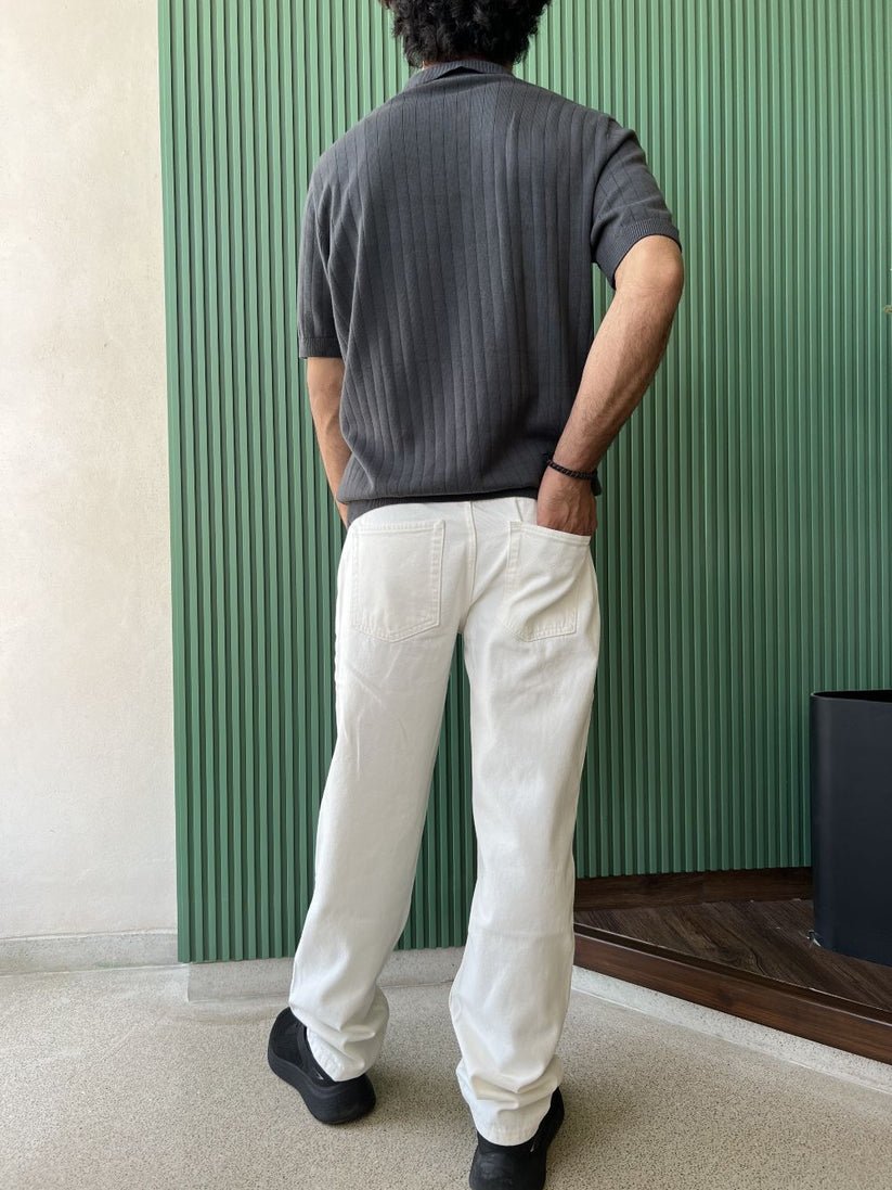 Grey Drop Needle Johnny Collar Polo made with 100% Combed Cotton by 1947 Clothing