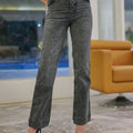 Grey Wide Leg Button Jeans