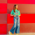 Azure Ripped Flare Jeans