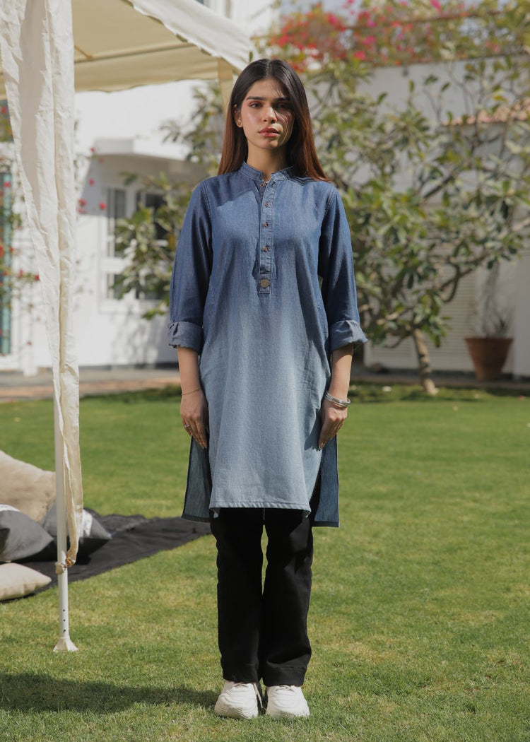 Balayage Blue Kurta-Her
