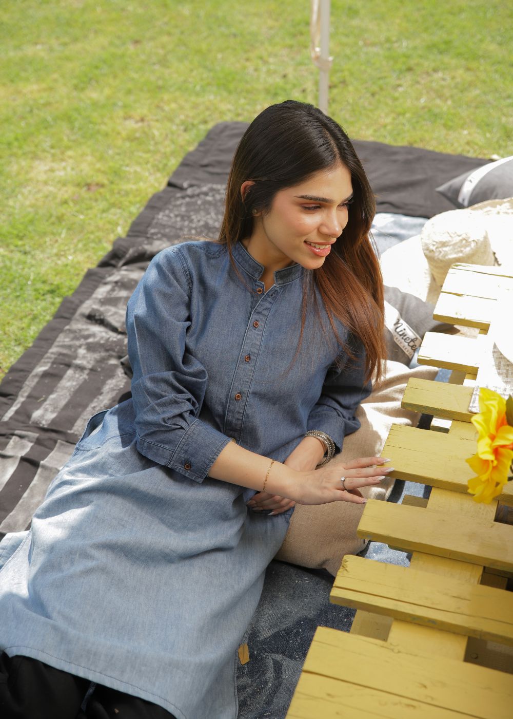 Balayage Blue Kurta-Her