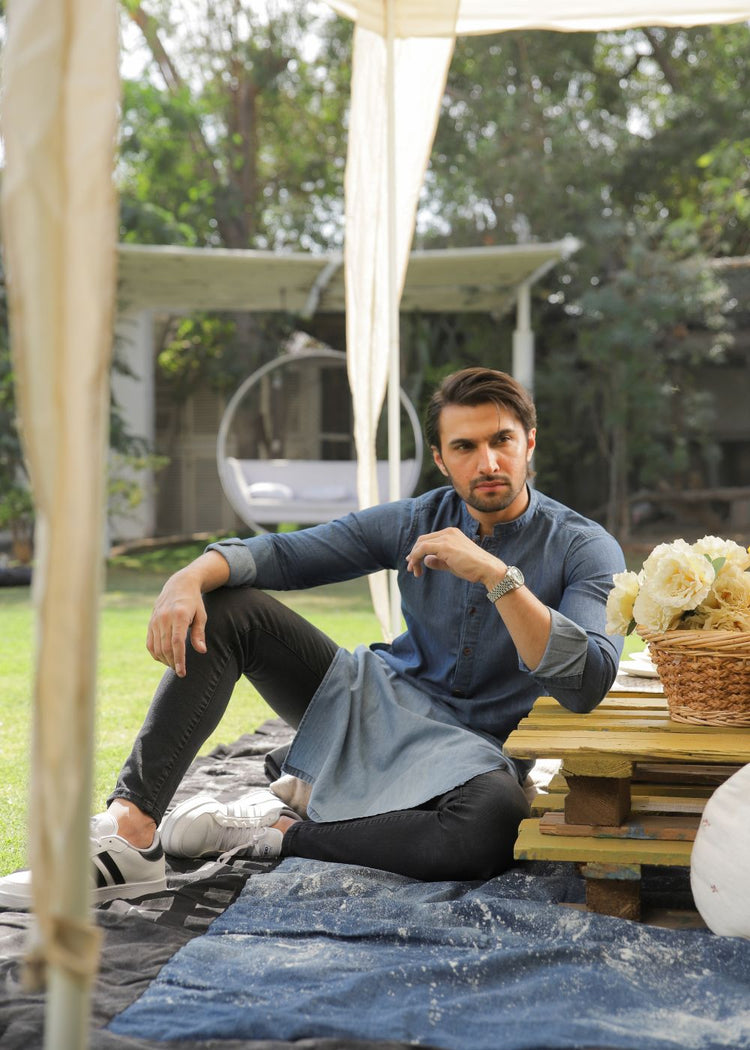 Balayage Blue Kurta-Him