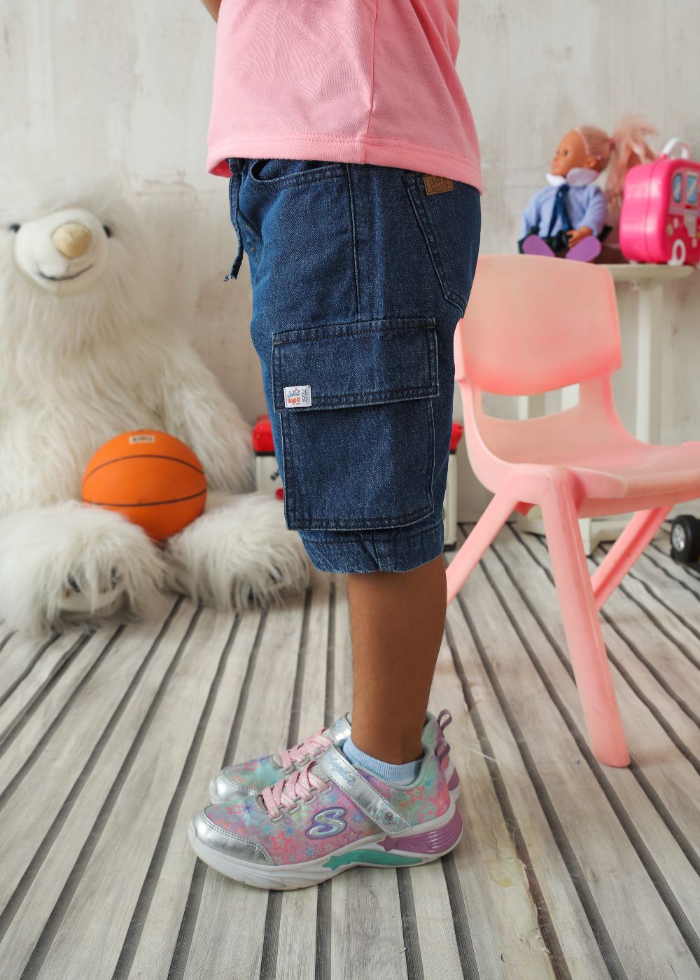 Girls Dark Blue Cargo Shorts