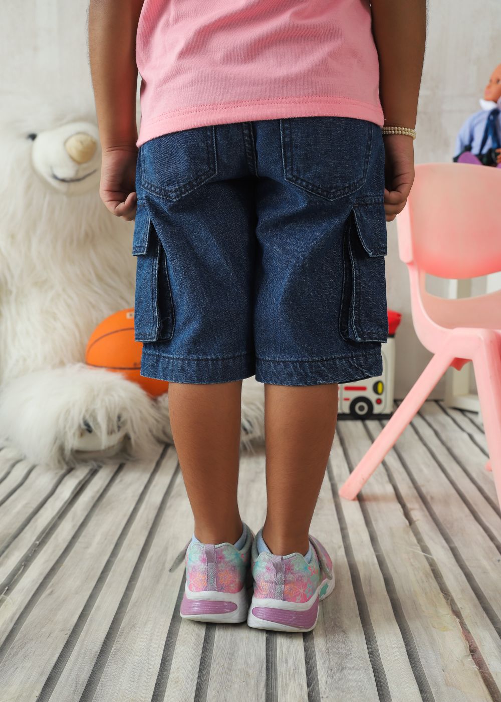 Girls Dark Blue Cargo Shorts