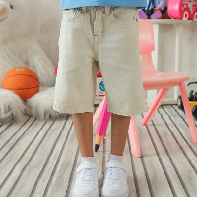 Girls Beige Denim Shorts
