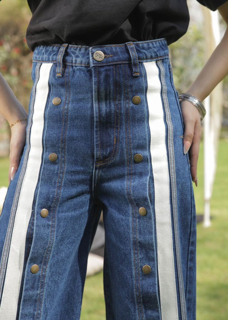 Striato Dark Blue Flare Jeans