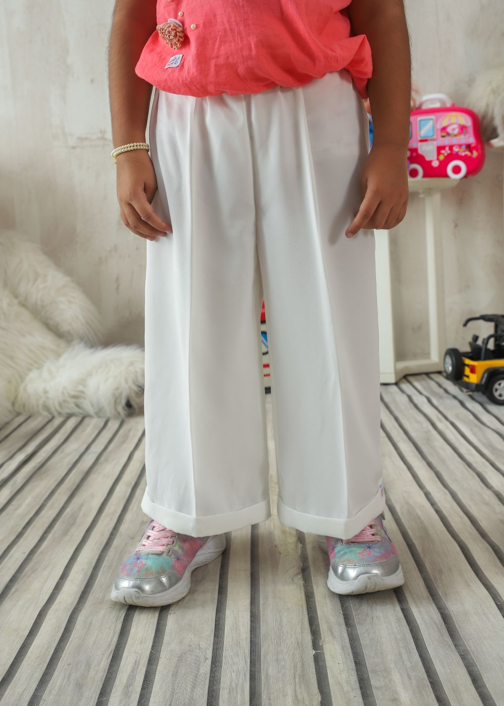 Girls White Palazzo Pants