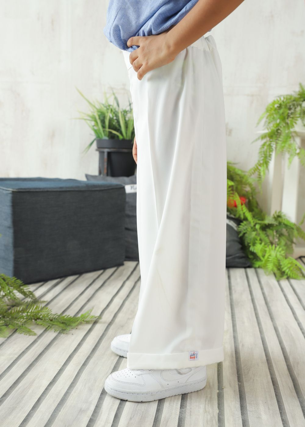 Girls White Palazzo Pants