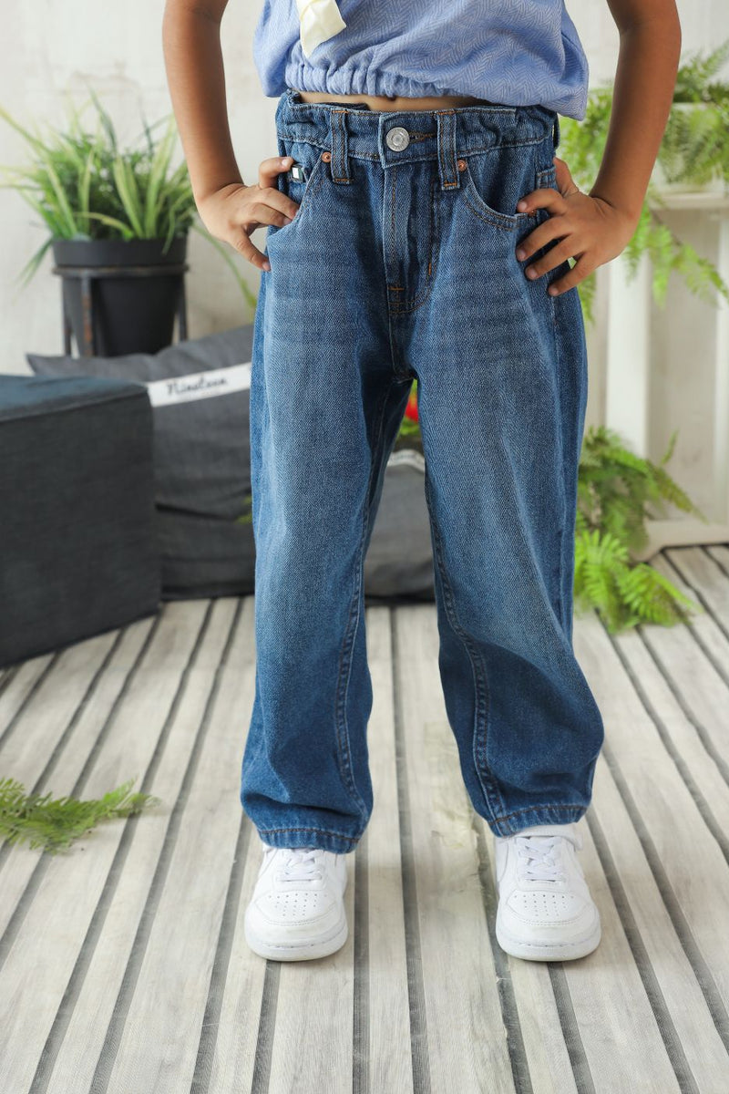 Blue Straight Fit Jeans Girls
